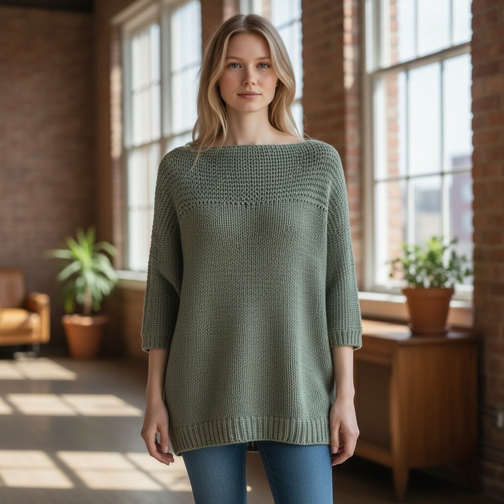 Theory Malca Payelle Sage Green Cotton Linen Knit Boat Neck Sweater Medium M